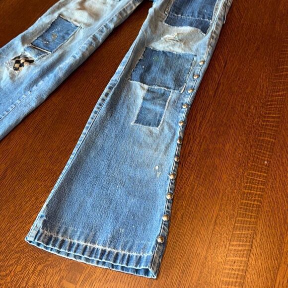 Vintage 1960’s Rare Original Repairs Patchwork Flair Jeans Women’s Misses Petite - Picture 6 of 16